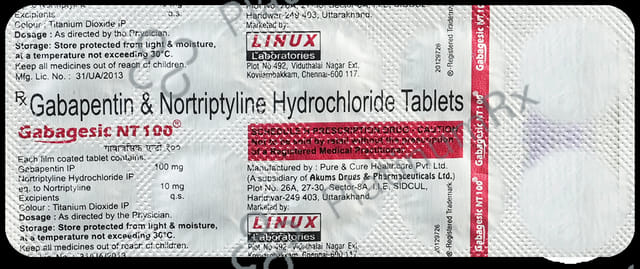 Gabagesic NT 100/10mg Tablet 10s