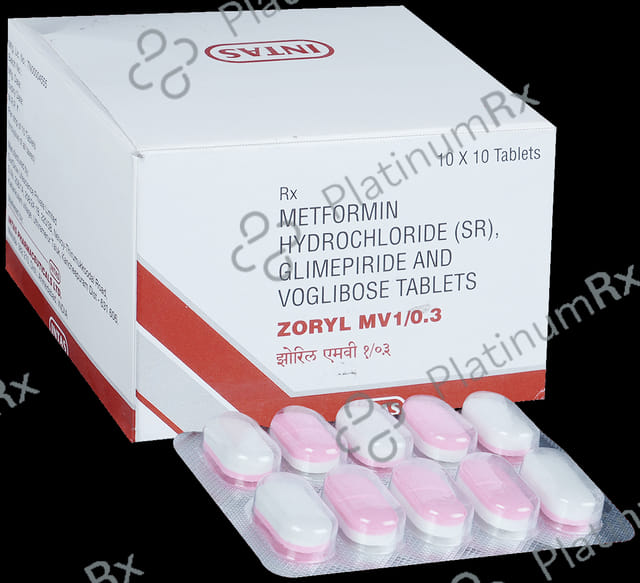 Zoryl MV 1/500/0.3mg Tablet SR 10s