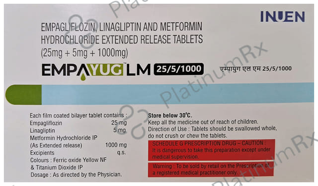 Empayug LM 25/5/1000mg Tablet ER 10s