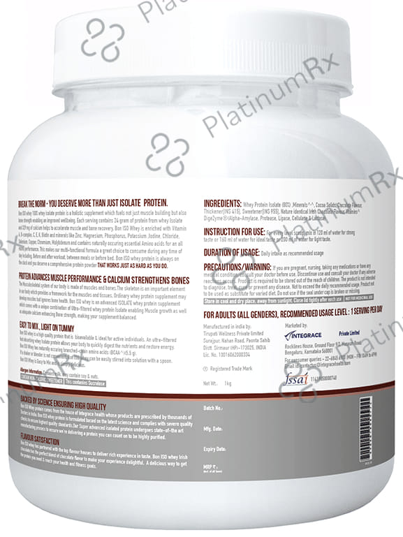 Bon ISO Whey 100% Protein Isolate Irish Chocolate Powder 1kg