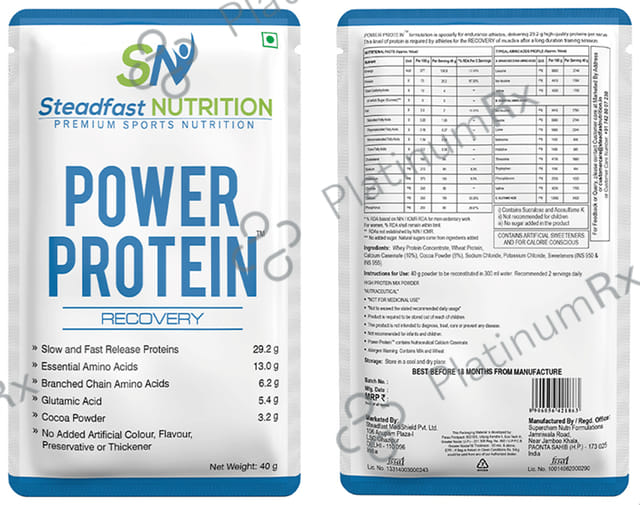 Steadfast Nutrition Power Protein Recovery Sachet (40gm Each) 60 Sachets