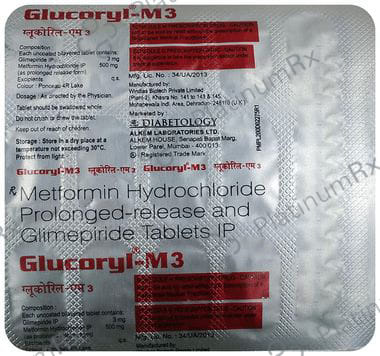 Glucoryl M3 3/500mg Tablet PR 15s
