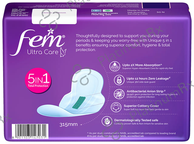 Fem Ultra Care Sanitary Pads XL+ 50 pads