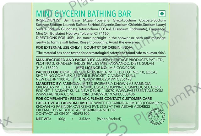Fabessentials Mint Glycerin Bathing Bar