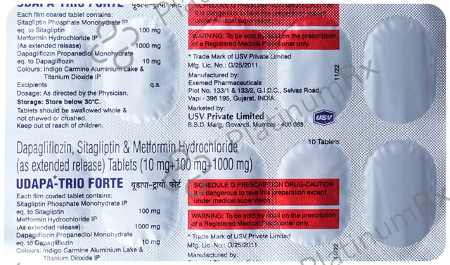 Udapa Trio Forte 10/1000/100mg Tablet 10s