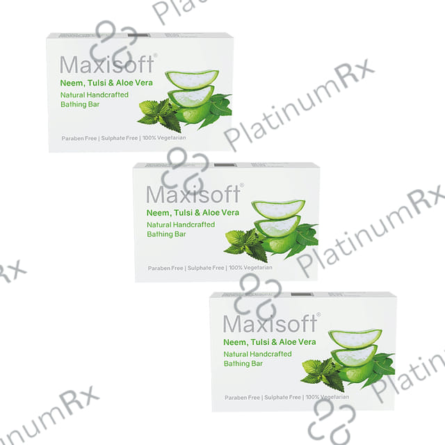 Maxisoft Neem, Tulsi & Aloe Vera Bathing Bar (75gm Each) 3 units