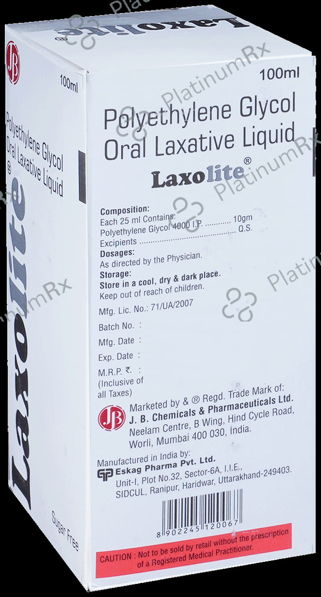 Laxolite 10gm Oral Laxative Sugar Free Liquid 100ml