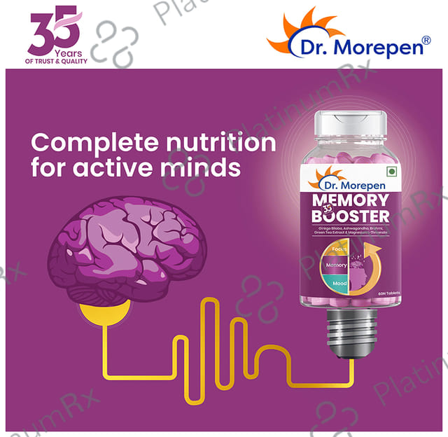 Dr. Morepen Memory Booster - With Gingko & Brahmi for Focus, Memory & Mood - Tablet