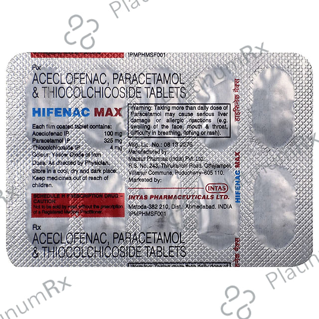 Hifenac Max 100/325/4mg Tablet 10s