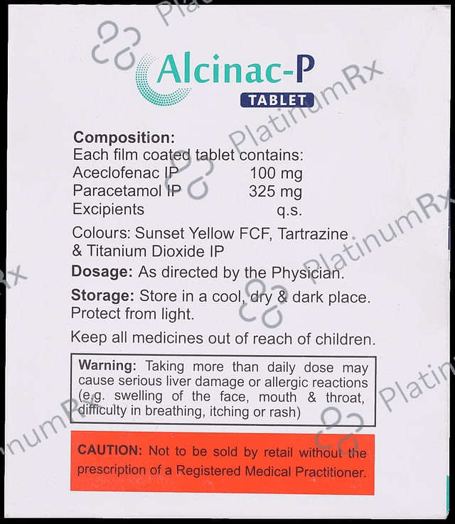 Alcinac P 100mg/325mg Tablet