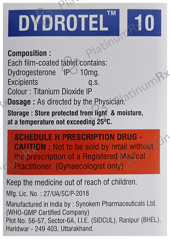 Dydrotel 10mg Tablet 10s