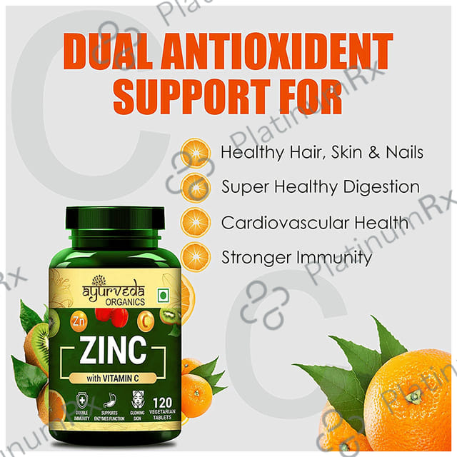 Ayurveda Organics Zinc with Vitamin C Vegetarian Tablet