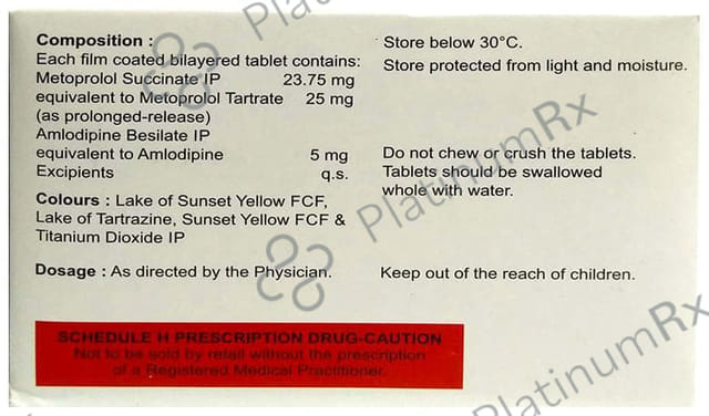 Met XL AM 25/5mg Tablet PR 20s