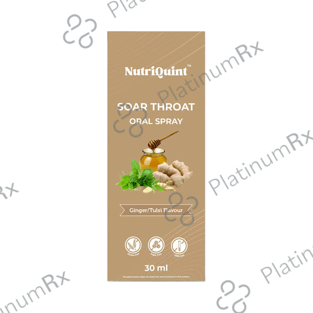 NutriQuint Soar Throat Oral Spray - Flavour Tulsi-Ginger