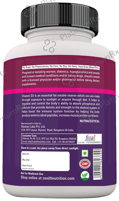Zenith Nutrition Vitamin D3 Capsule