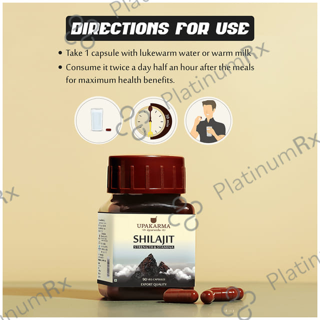 Upakarma Ayurveda Shilajit 300mg Veg Capsule