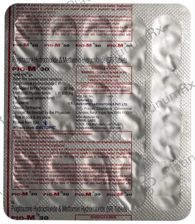 Pio M 30/500mg Tablet SR 15s