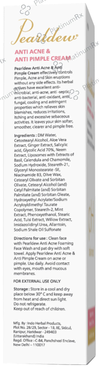 Pearldew Anti Acne & Anti Pimple Cream (25gm Each) 1 Tube