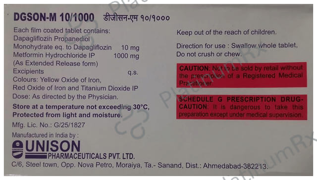 Dgson-M 10/1000mg Tablet ER 10s