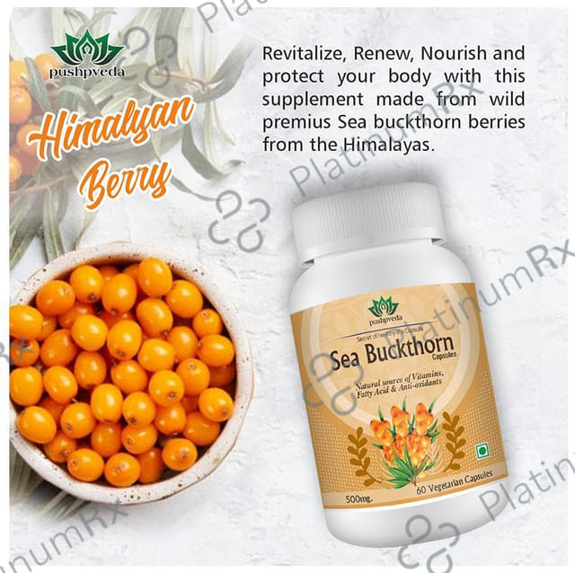 Pushpveda Sea Buckthorn 500mg Vegetarian Capsules