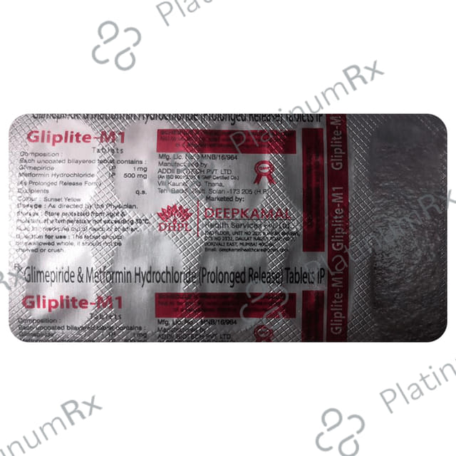 Gliplite M 1mg/500mg Tablet PR