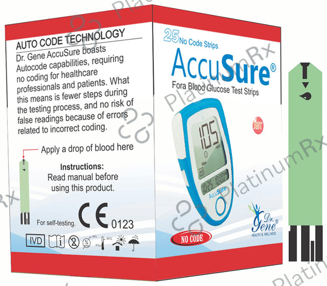 AccuSure Blood Glucose Test Strip Blue