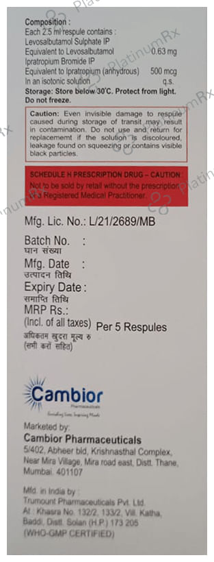 Levocam-I Neb Respules(2.5ml Each)