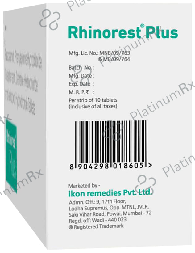Rhinorest Plus Tablet 15/50/5/325/5