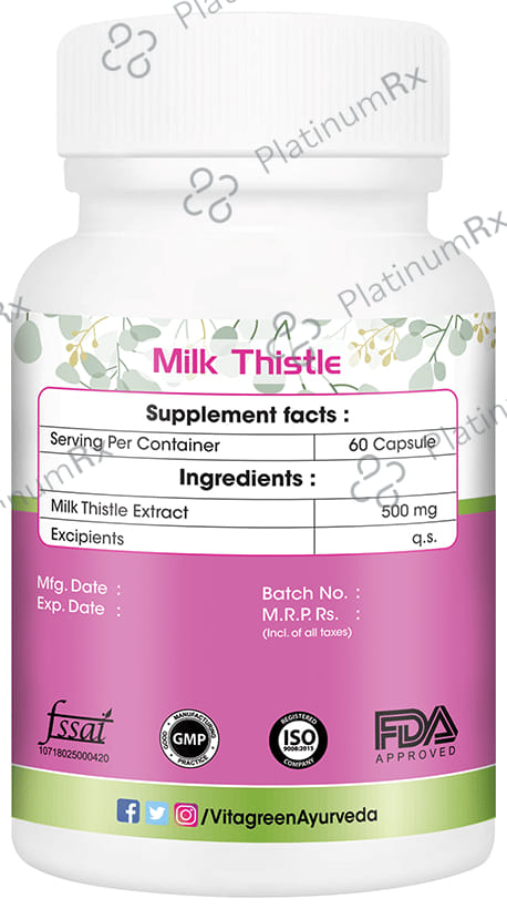 Vitagreen Milk Thistle 500mg Capsule