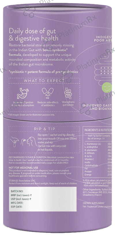 Sova Gut Set Go Sachet for Immunity & Digestion(1gm Each) Strawberry and Cream