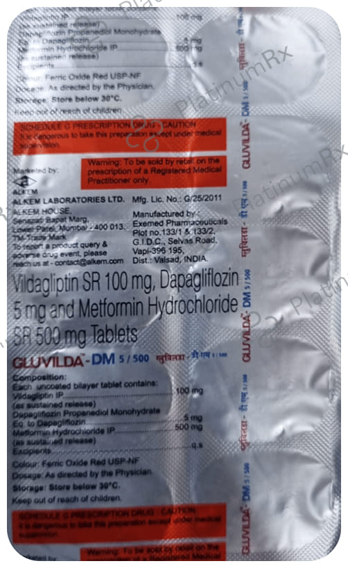 Gluvilda DM 5/500/100mg Tablet 10s