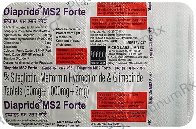 Diapride MS 2 Forte 2/50/1000mg Tablet 10s