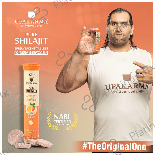 Upakarma Ayurveda Pure Shilajit Orange Flavour Effervescent Tablet 20s