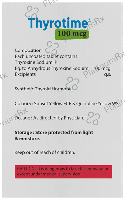 Thyrotime 100mcg Tablet 120s