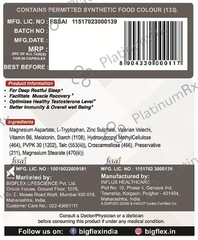 Pharmgrade Gold ZMA L-Tryptophan Melatonin Snooze Primetry Capsule