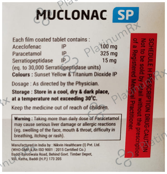 Muclonac SP 100mg/325mg/15mg Tablet