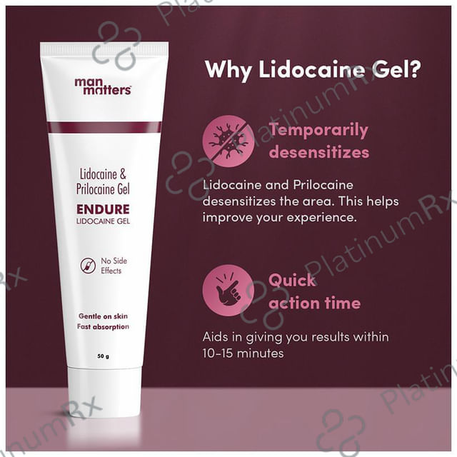 Man Matters Lidocaine & Prilocaine Endure Delay Gel for Men 20 gm