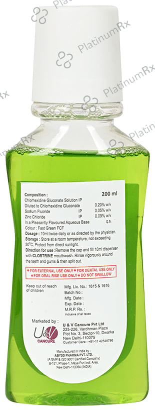 Clostrine Mouth Wash Green Tea