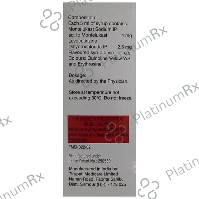 Montek LC Kid 2.5/4mg Syrup 60ml