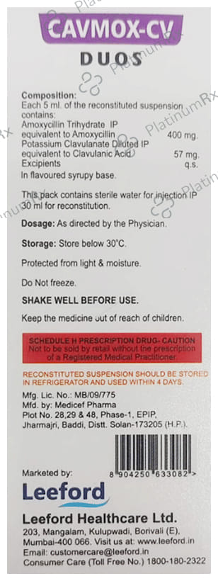 Cavmox Duos 400/57mg Dry Syrup 30ml