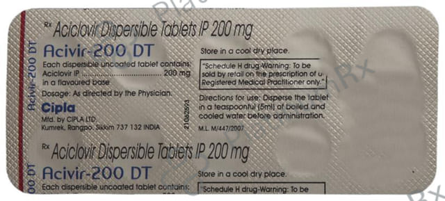 Acivir 200mg DT Tablet 10s