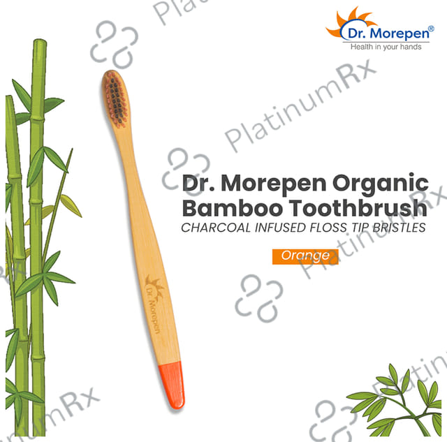 Dr. Morepen Organic Bamboo Toothbrush Adult Medium Orange