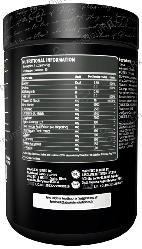 Knockout Vampire Pre-Workout Powder Green Apple with Free Shaker