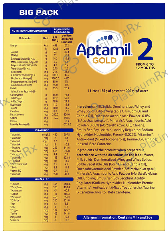 Aptamil Gold Stage 2 (From 6 to 12 Months) Follow up Formula Powder 1.2Kg