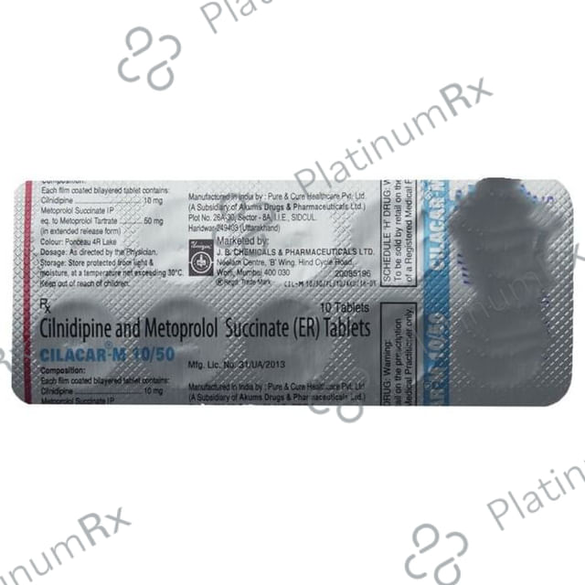 Cilacar M 10/50mg Tablet ER 10s