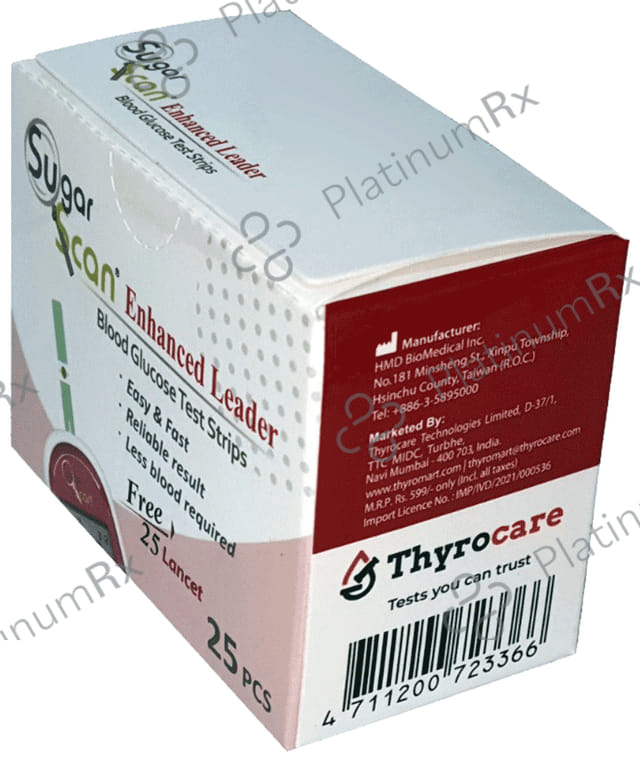 Thyrocare Sugar Scan Blood Glucose Test Strip 25s