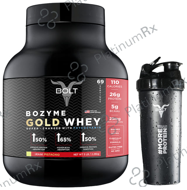 Bolt Bozyme Gold Whey Powder Piedmont Chocolate with Shaker Free