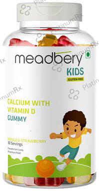 Meadbery Mango & Strawberry Kids Calcium with Vitamin D Gluten Free Gummy