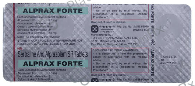 Alprax Forte 0.5/50mg Tablet 10s