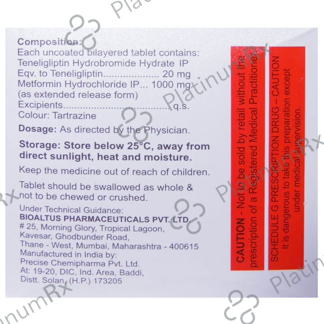Eriglip M Forte 1000mg/20mg Tablet